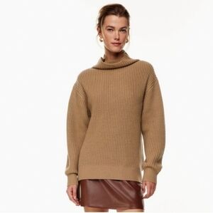 Wilfred Montpelier Merino Turtleneck Sweater Hip Length Camel Colour